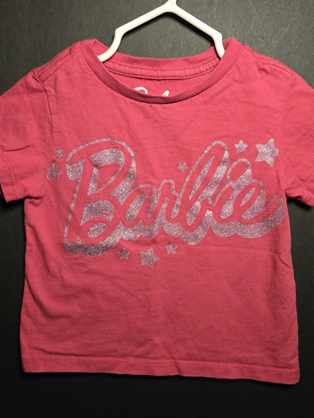 Barbie Pink Short Sleeve Tee with Silver Glitter Logo